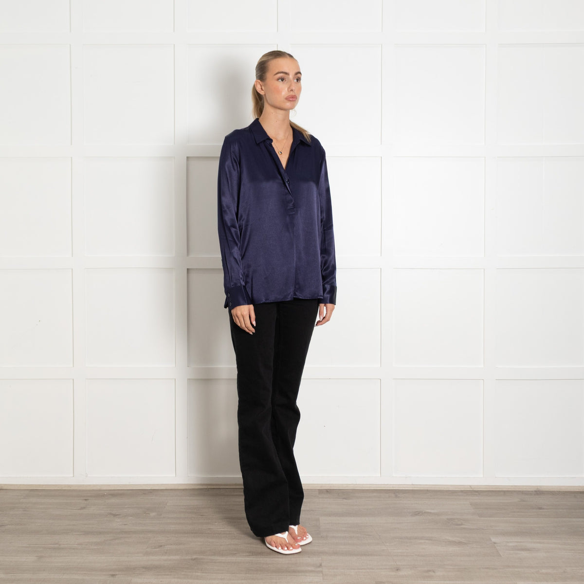 Rails Navy Blue Satin Blouse - Image 7