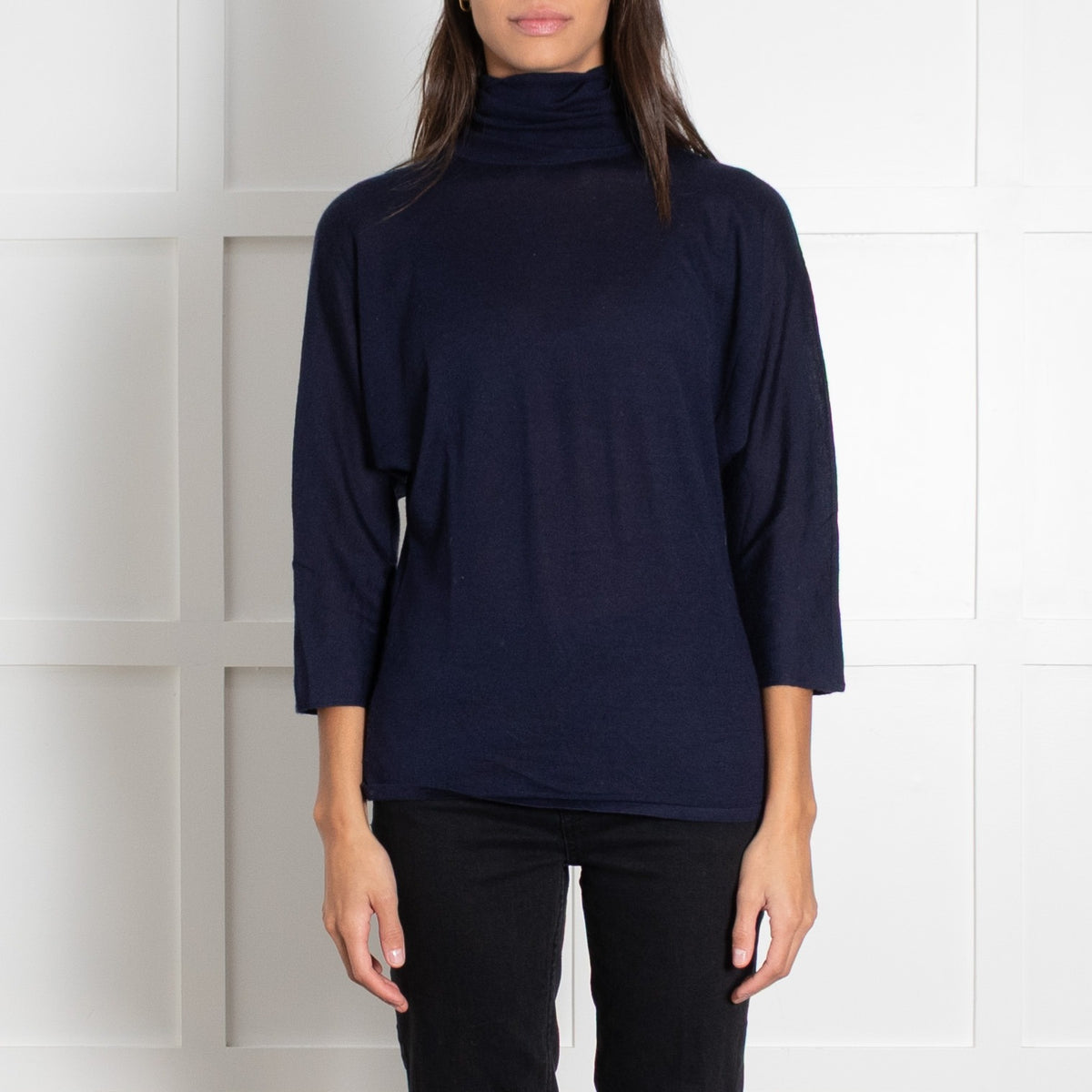 Ralph Lauren Collection Cashmere And Silk Fine Knit Bat Wing Roll Neck Sweater UK 14 - Image 2