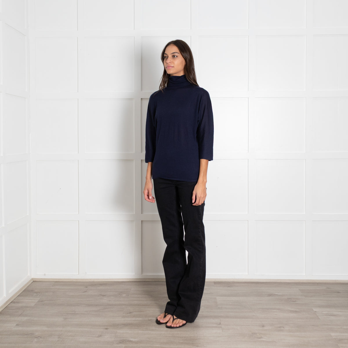 Ralph Lauren Collection Cashmere And Silk Fine Knit Bat Wing Roll Neck Sweater UK 14 - Image 3