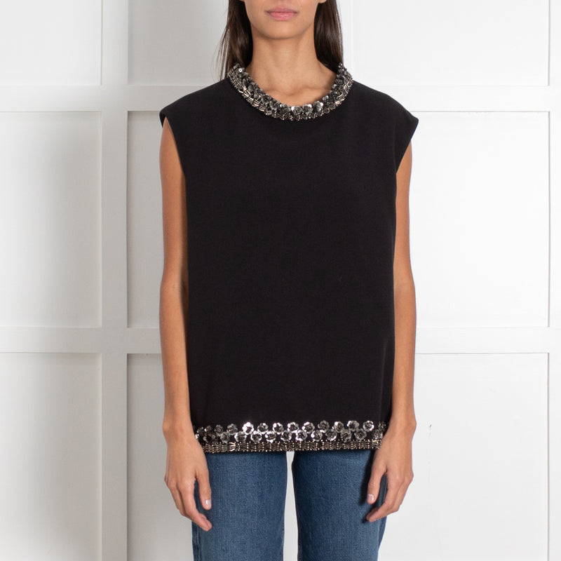 Raoul Black Sequin Trim Mock Neck Sleeveless Top - Image 2
