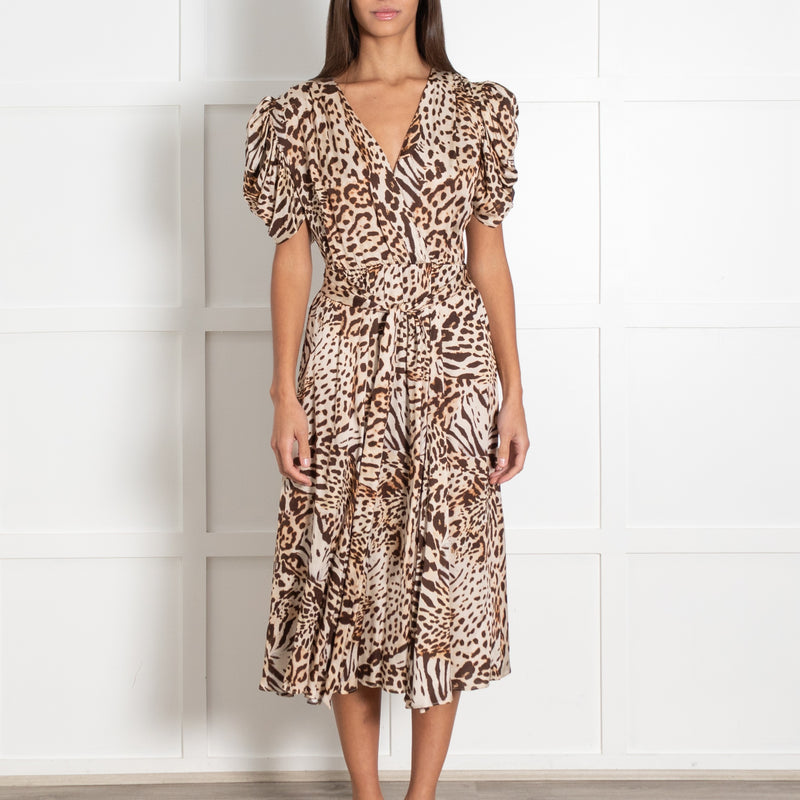 RAVN RAVN Beige & Brown Animal Print Puff Sleeve Dress - Image 2