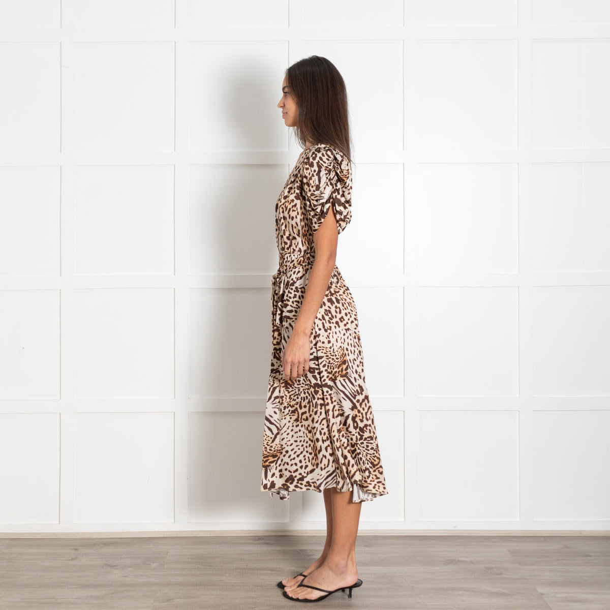 RAVN RAVN Beige & Brown Animal Print Puff Sleeve Dress - Image 4
