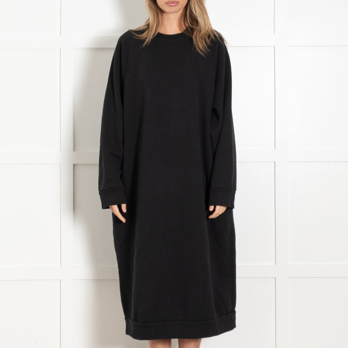 Black Crewneck Sweatshirt Dress - Image 2