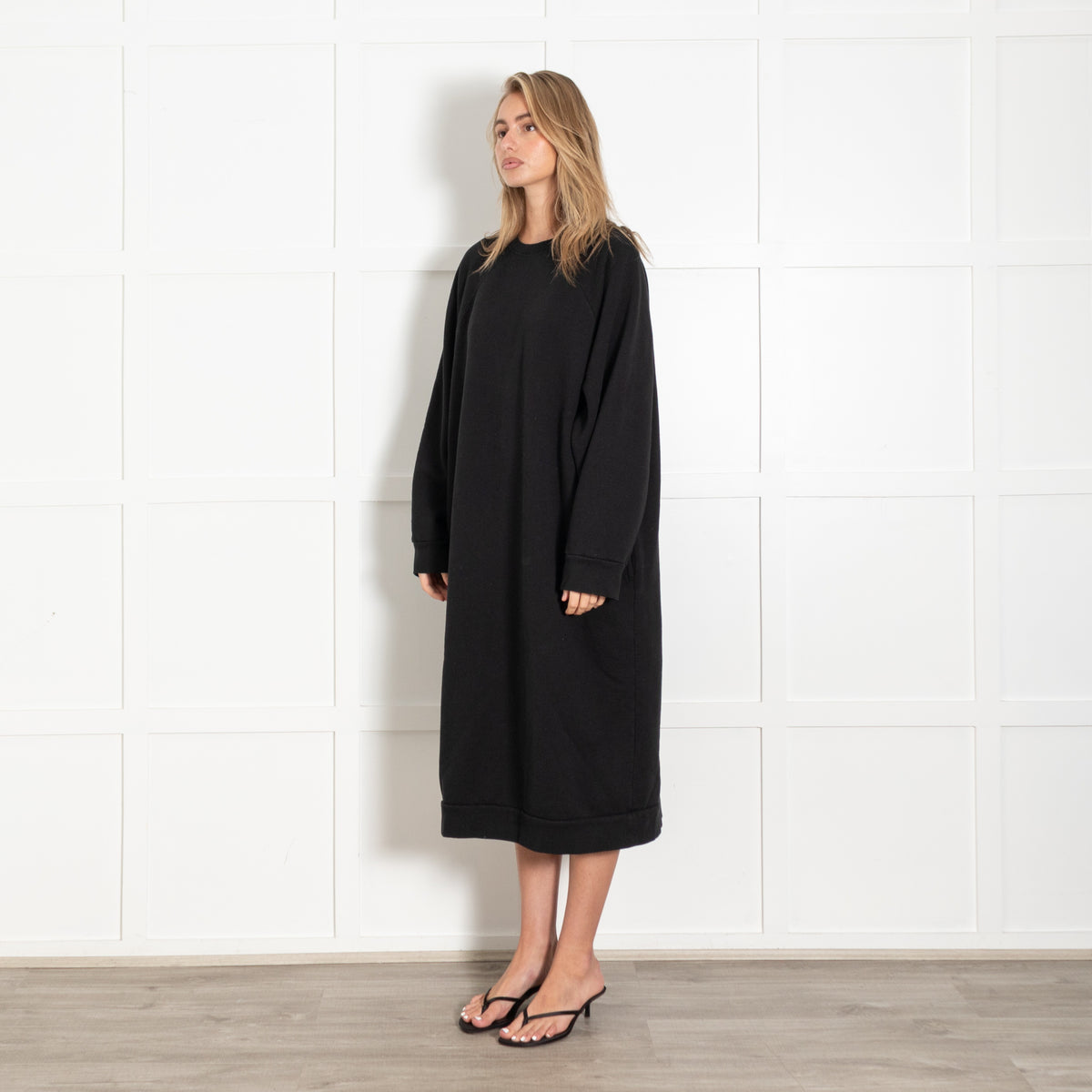 Black Crewneck Sweatshirt Dress - Image 3