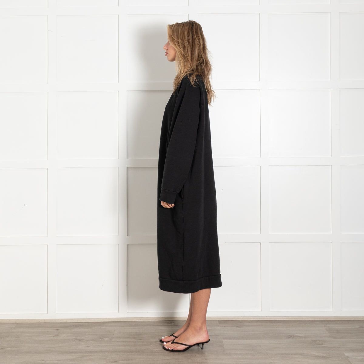 Black Crewneck Sweatshirt Dress - Image 4