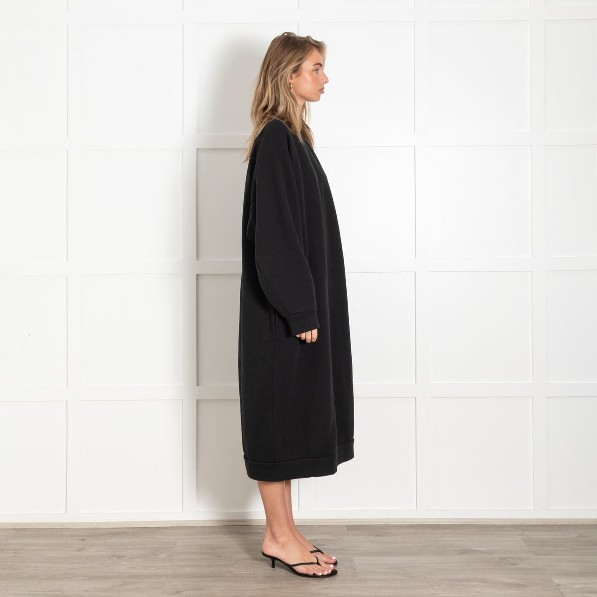 Black Crewneck Sweatshirt Dress - Image 6