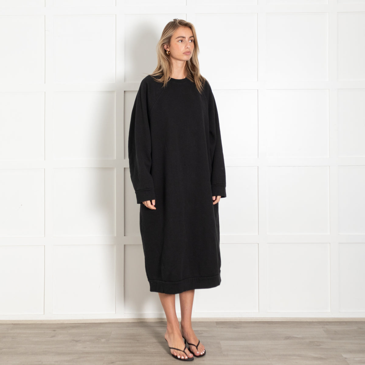 Black Crewneck Sweatshirt Dress - Image 7