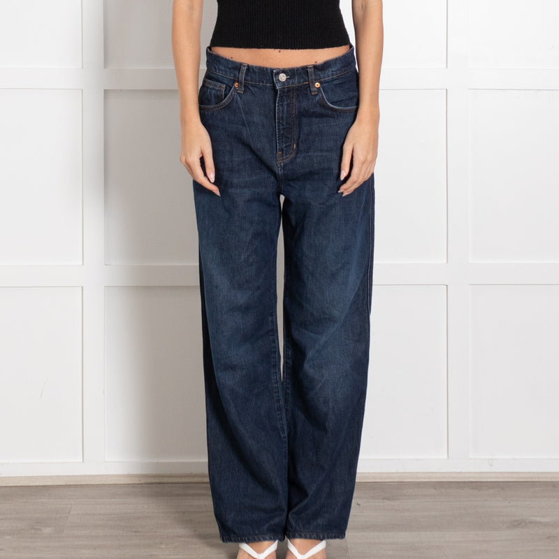 Reformation Jeans Dark Blue Denim Flared Jeans - Image 2