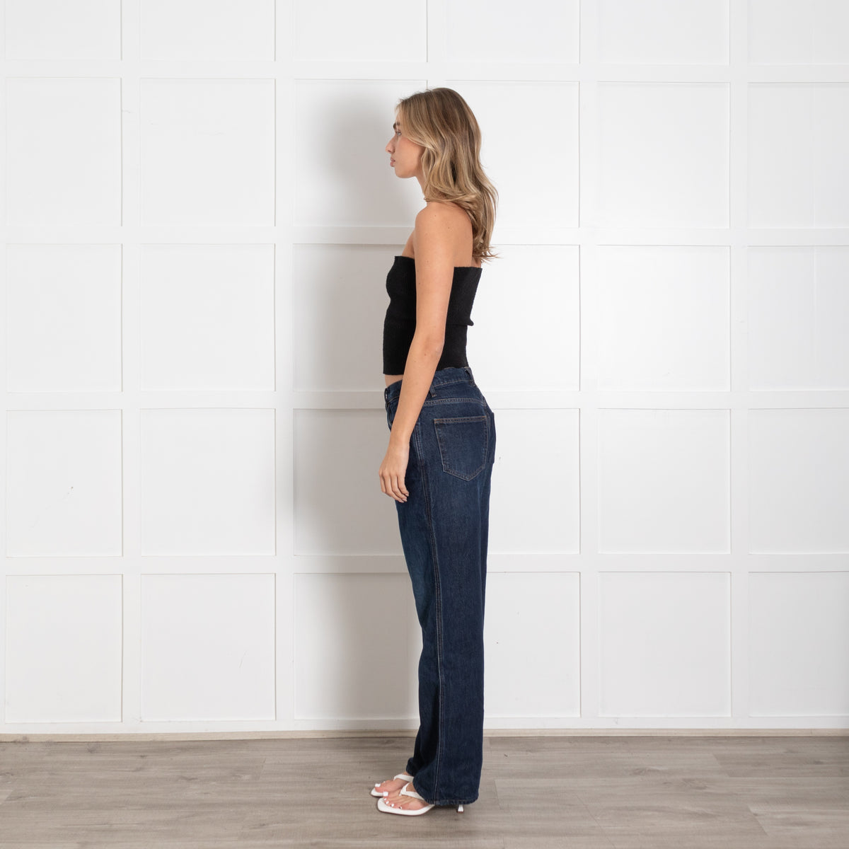 Reformation Jeans Dark Blue Denim Flared Jeans - Image 4