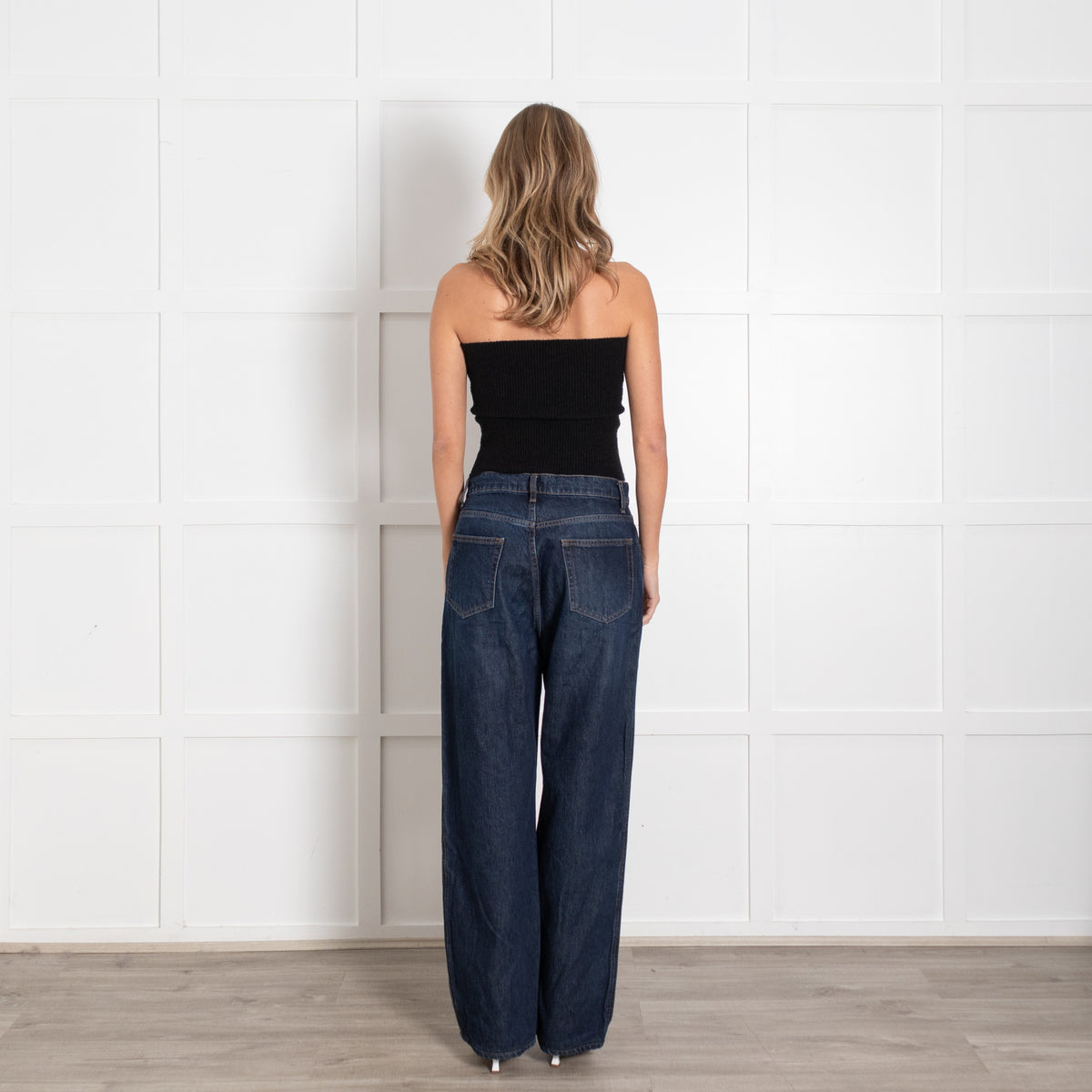 Reformation Jeans Dark Blue Denim Flared Jeans - Image 5