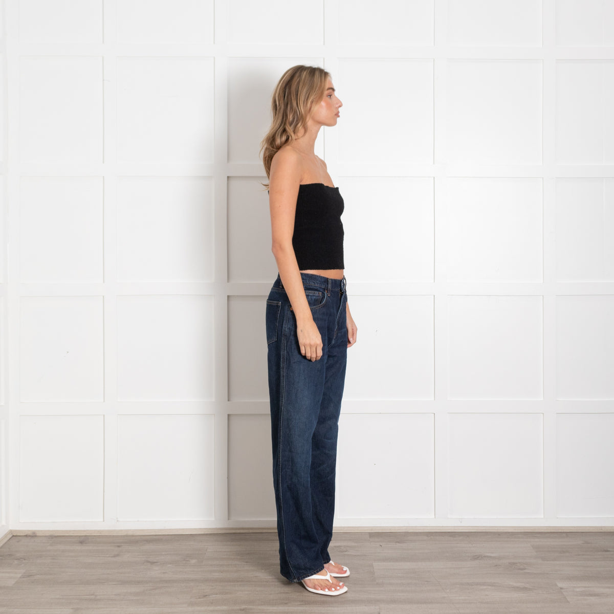Reformation Jeans Dark Blue Denim Flared Jeans - Image 6