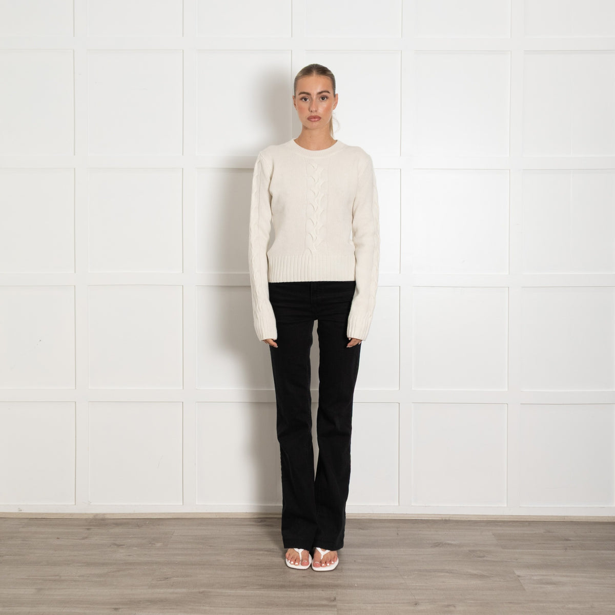 Reformation Cream Cable Knit Merino Wool Jumper UK 8 - Image 1