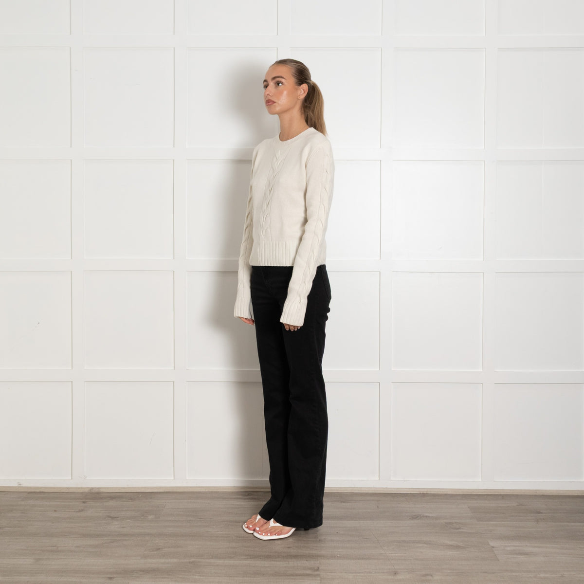 Reformation Cream Cable Knit Merino Wool Jumper UK 8 - Image 3