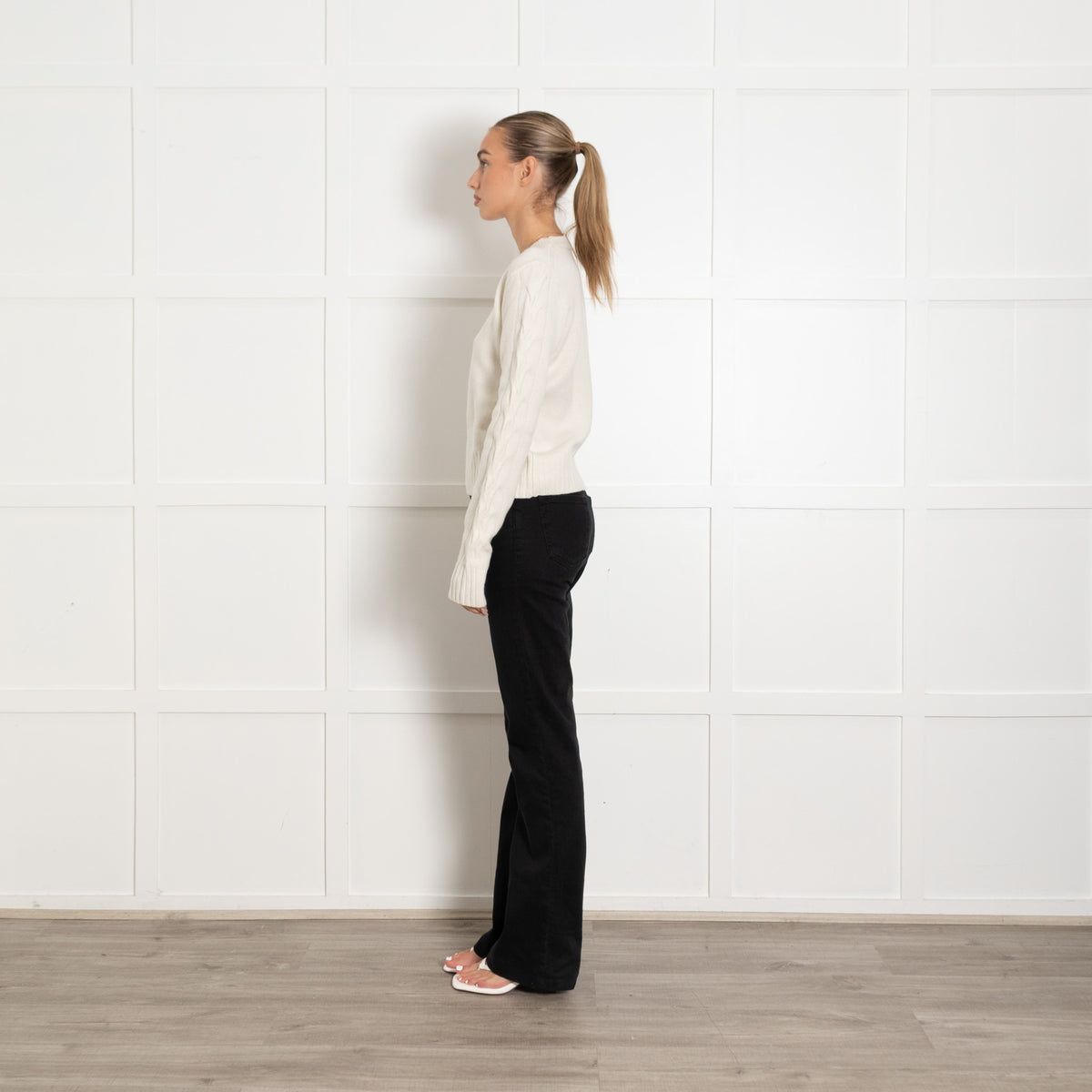 Reformation Cream Cable Knit Merino Wool Jumper UK 8 - Image 4