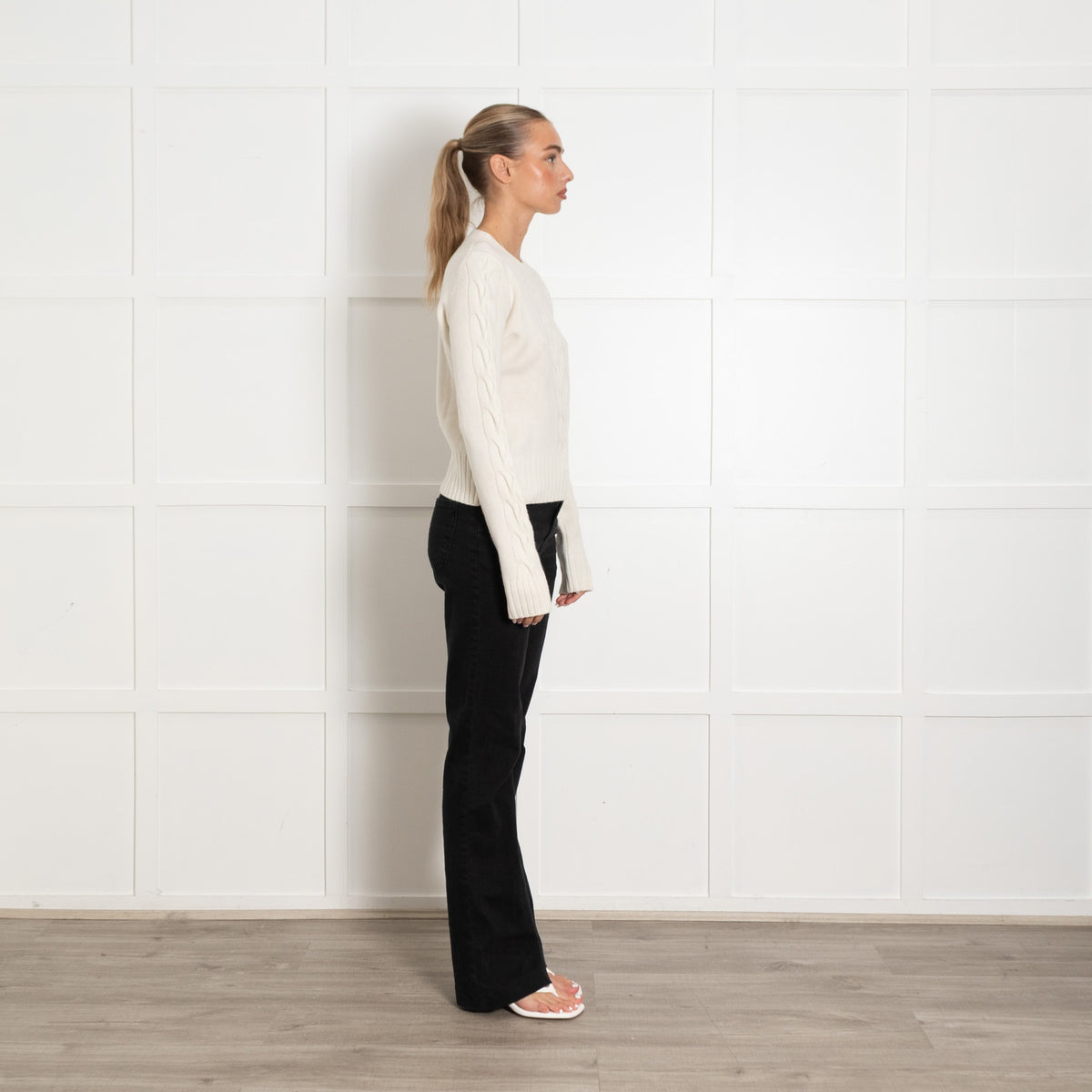 Reformation Cream Cable Knit Merino Wool Jumper UK 8 - Image 6