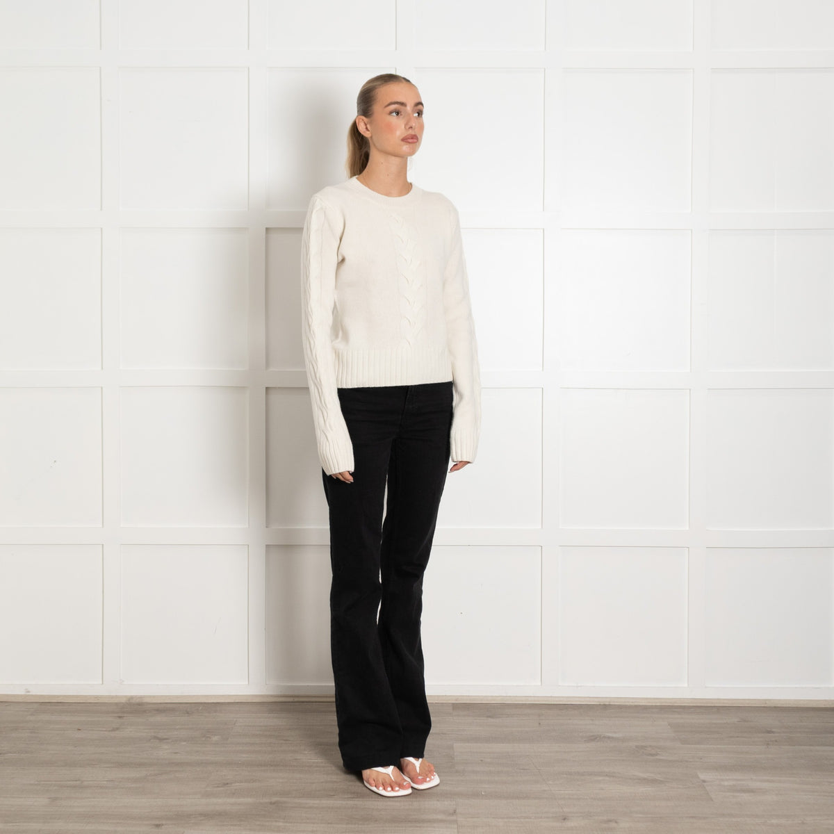 Reformation Cream Cable Knit Merino Wool Jumper UK 8 - Image 7
