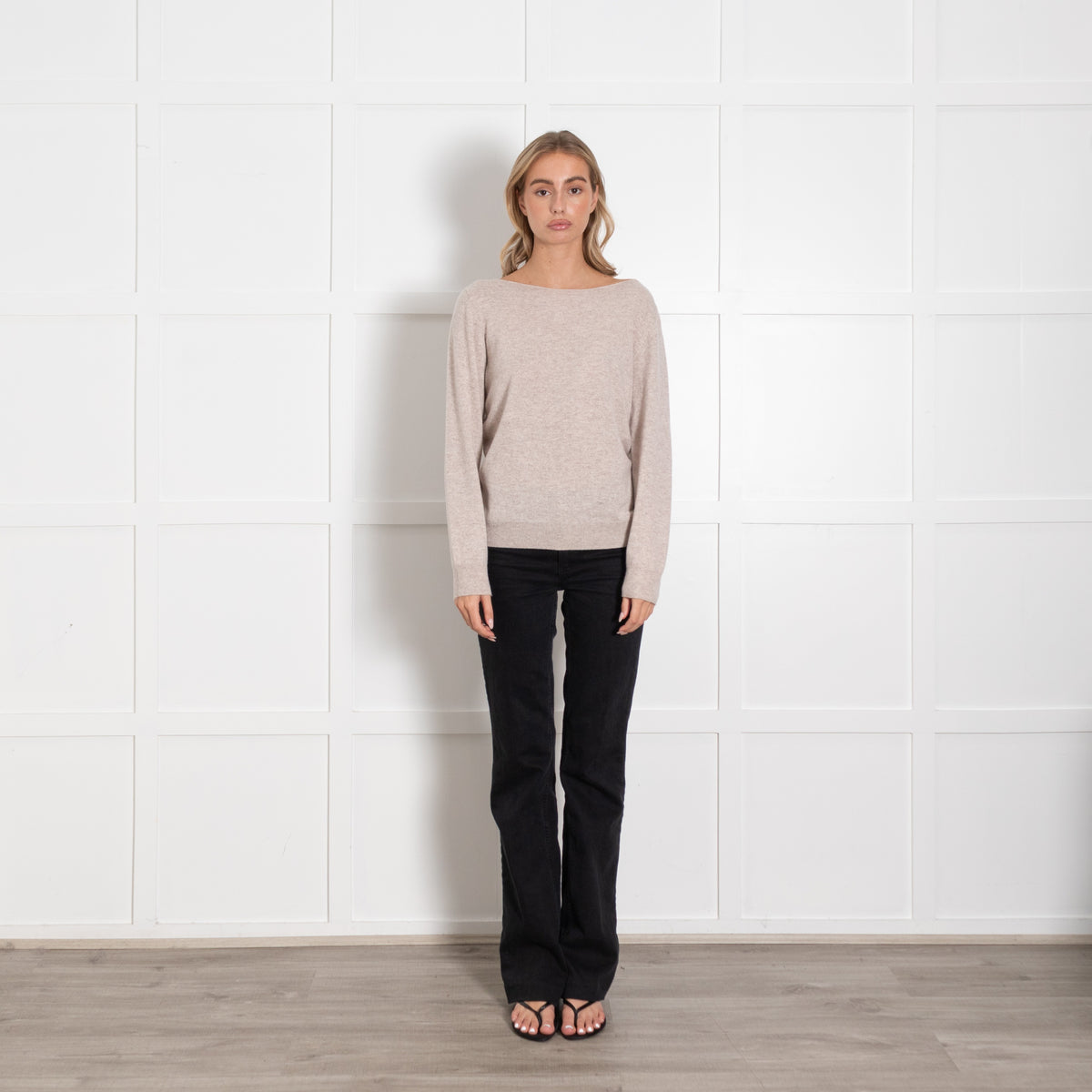 Repeat Beige Cashmere Round Neck Jumper - Image 1
