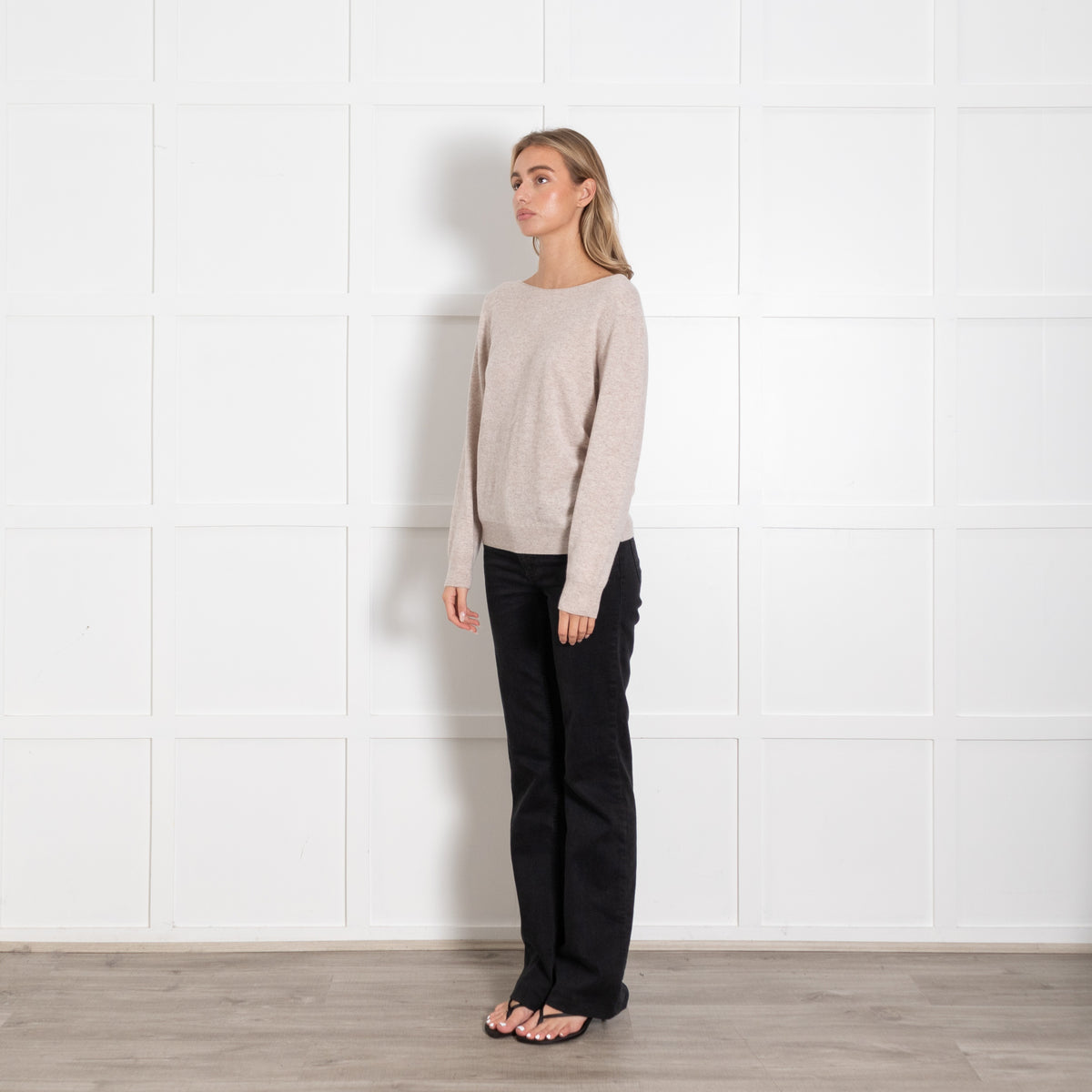 Repeat Beige Cashmere Round Neck Jumper - Image 3