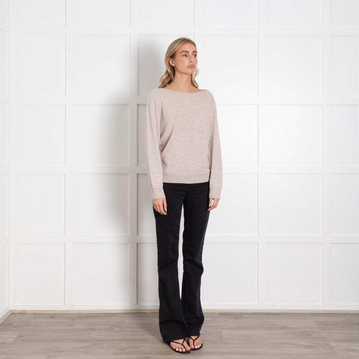 Repeat Beige Cashmere Round Neck Jumper - Image 7