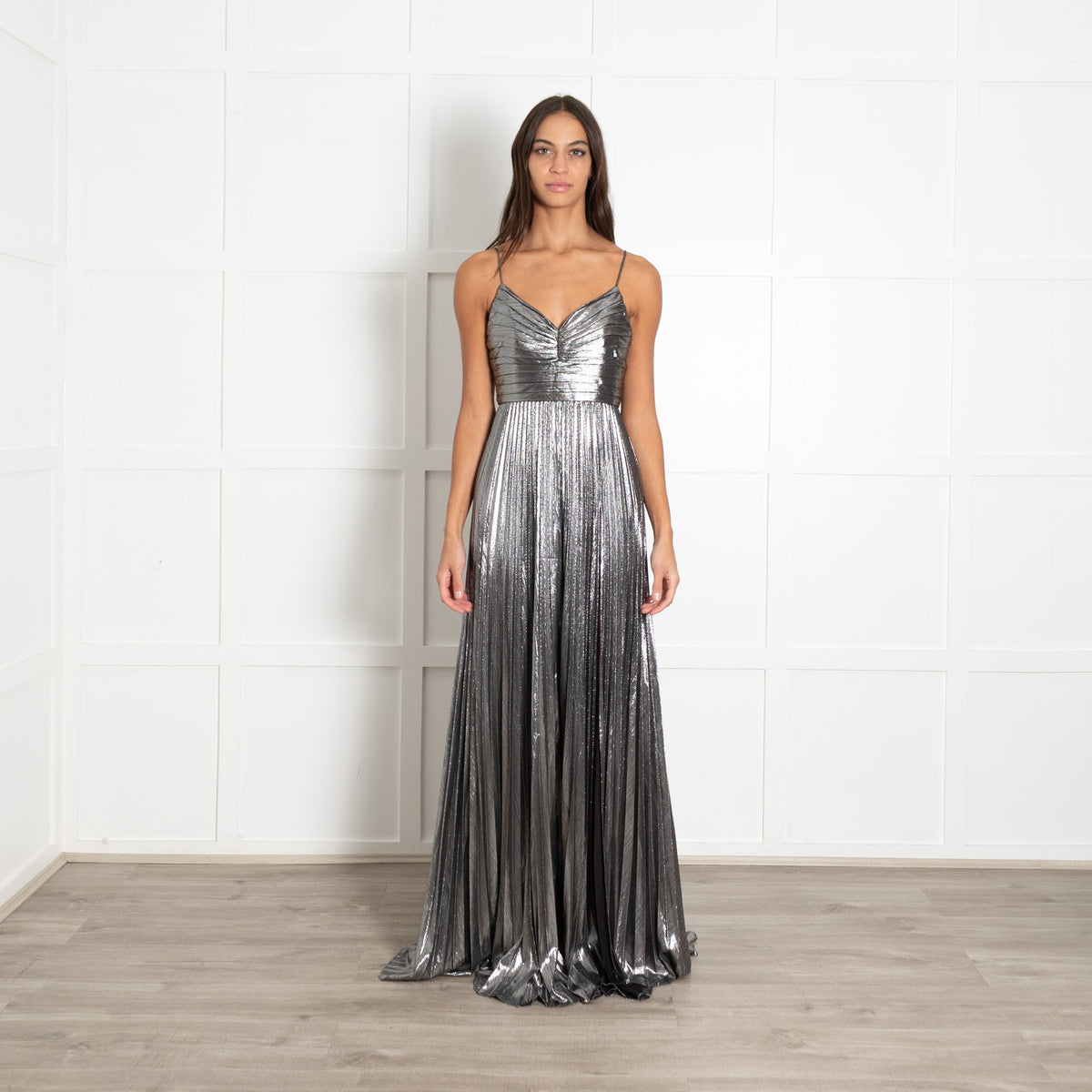 Retrofete Silver Cherith Pleated Maxi Dress - Image 1