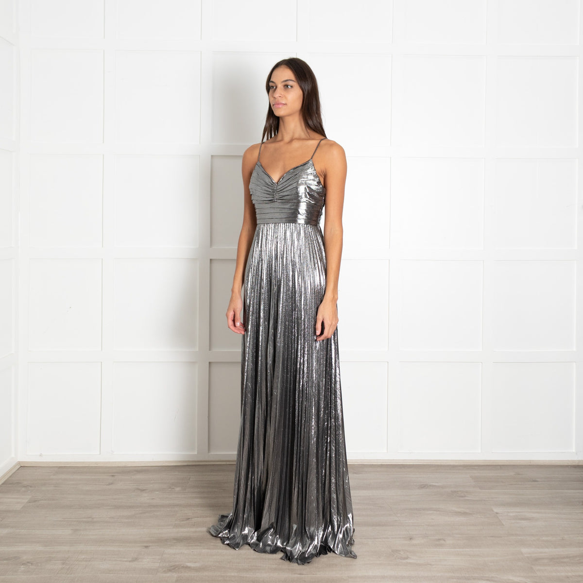 Retrofete Silver Cherith Pleated Maxi Dress - Image 3