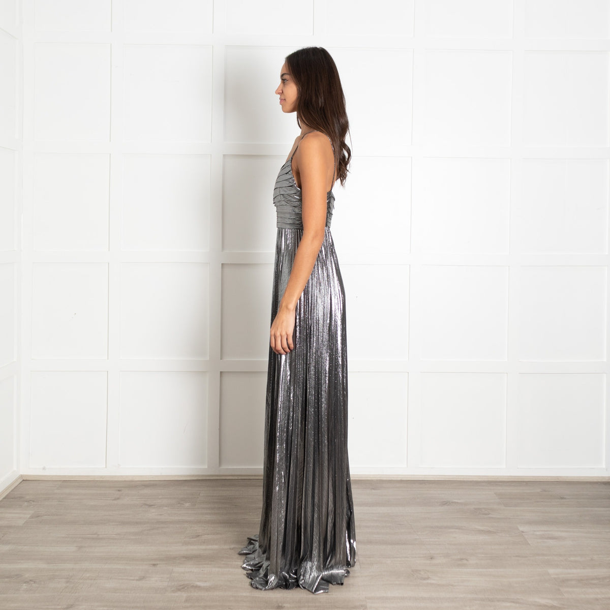 Retrofete Silver Cherith Pleated Maxi Dress - Image 4