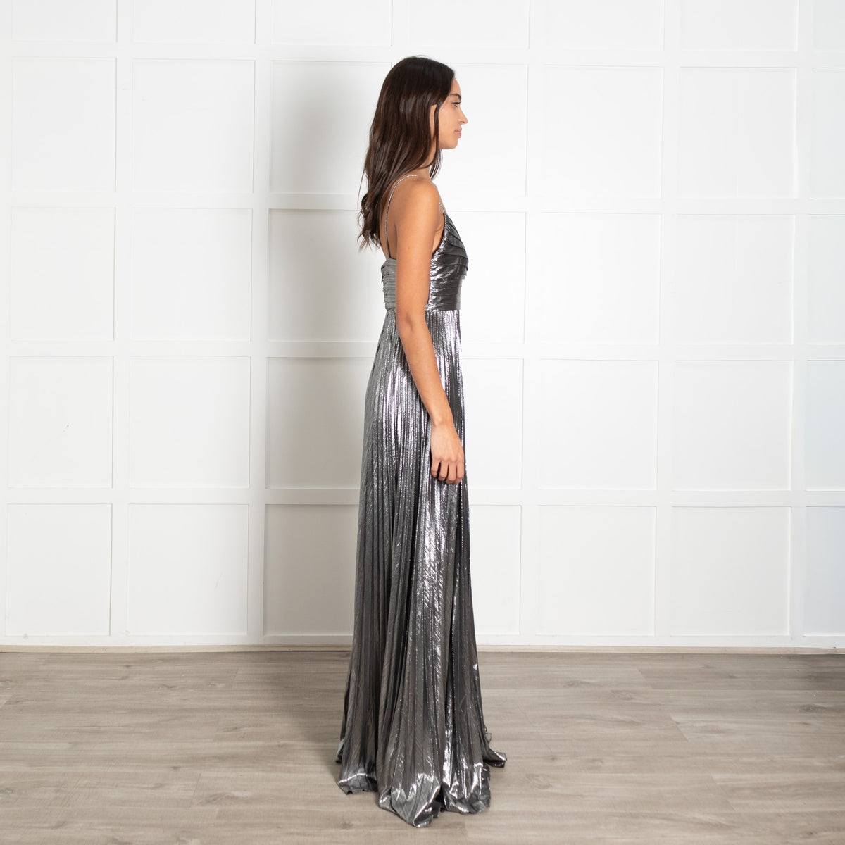 Retrofete Silver Cherith Pleated Maxi Dress - Image 6