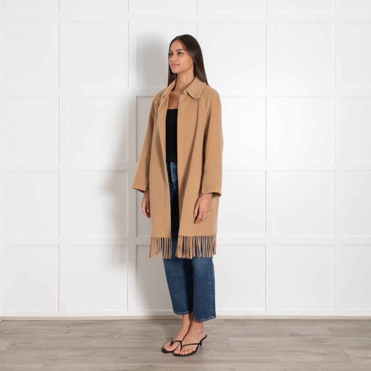 Riani Italy Camel Fringe Coat - Image 3