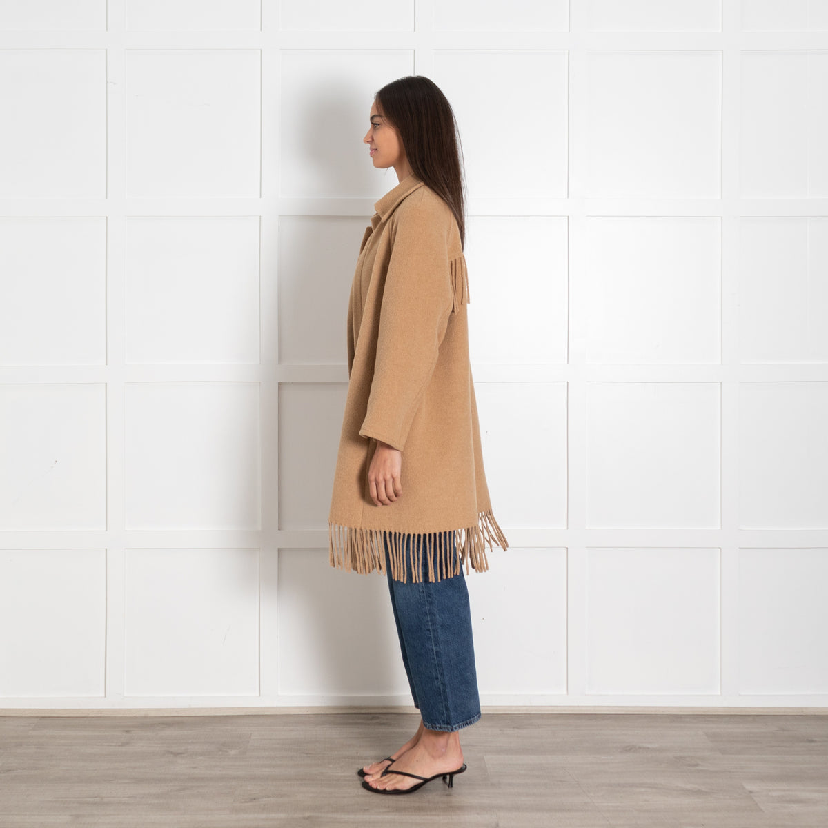 Riani Italy Camel Fringe Coat - Image 4