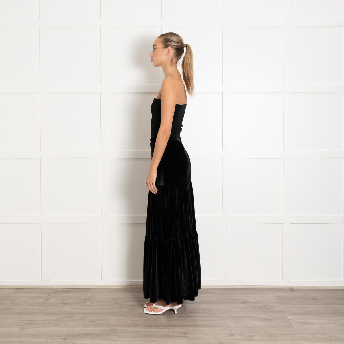 Ridley Black Velvet Tiered Skirt - Image 4