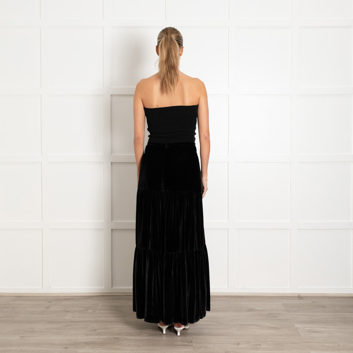 Ridley Black Velvet Tiered Skirt - Image 5