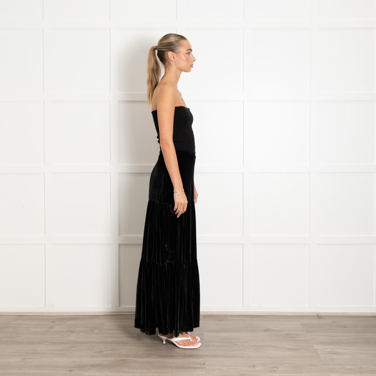 Ridley Black Velvet Tiered Skirt - Image 6