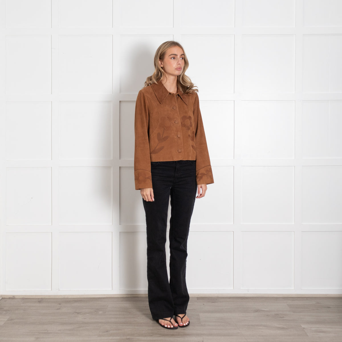 Rixo Brown Suede Dionne Jacket with Floral Appliqué - Image 6