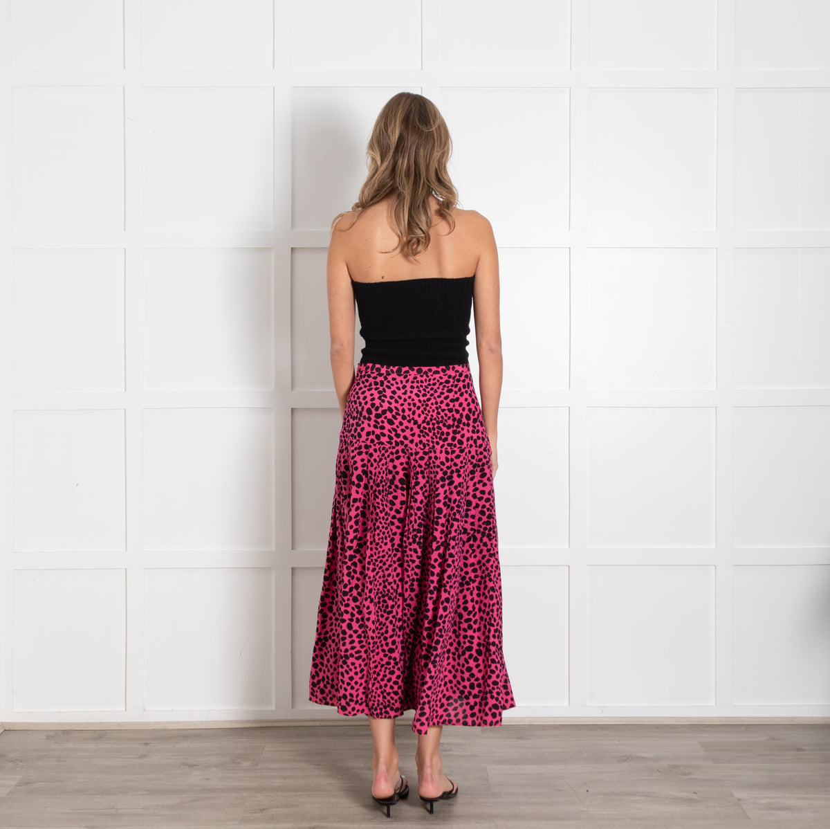 Rixo Pink Black Animal Print Midi Skirt - Image 5