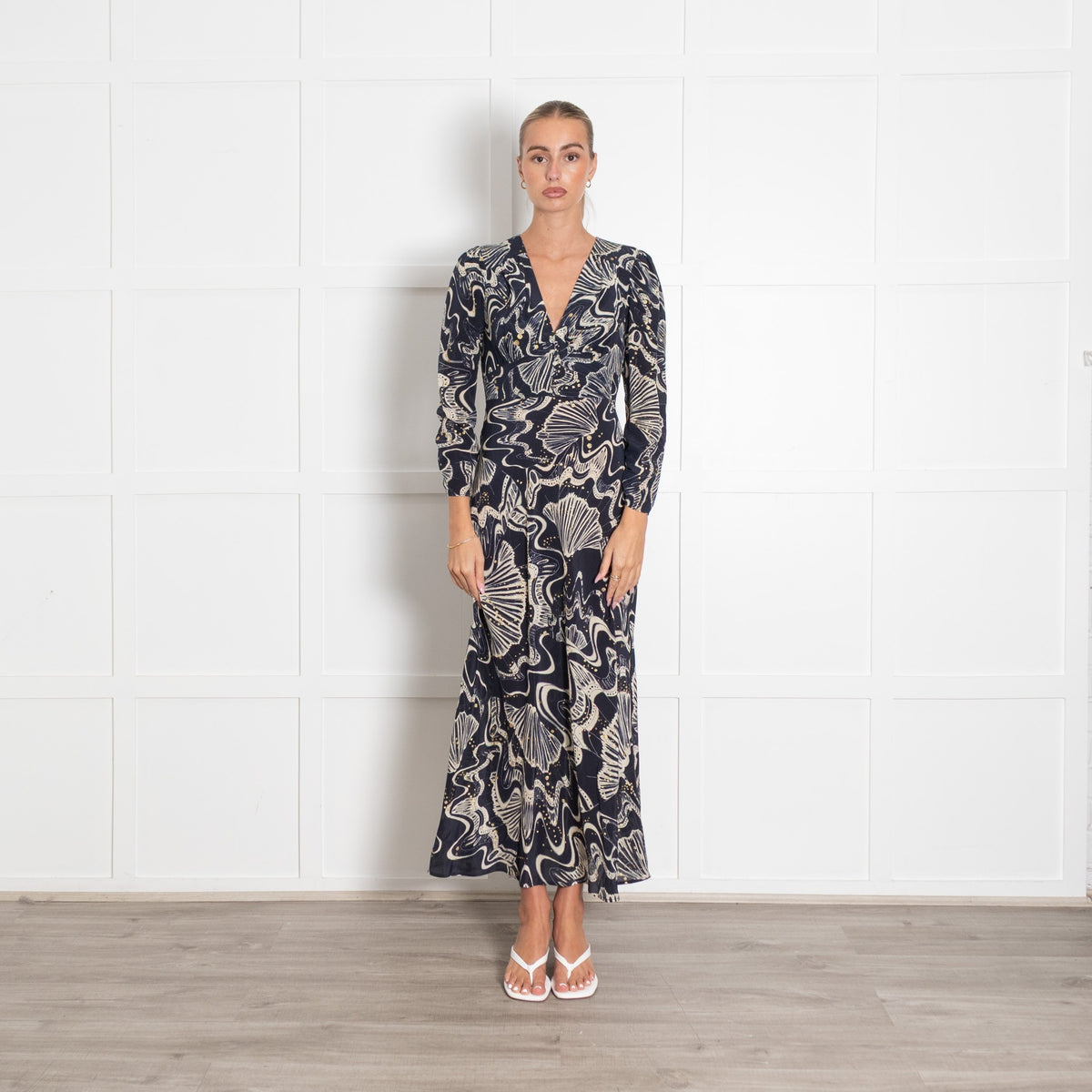 Wildcard By Rixo Celesta Fitted Printed Midi Dress - Image 1