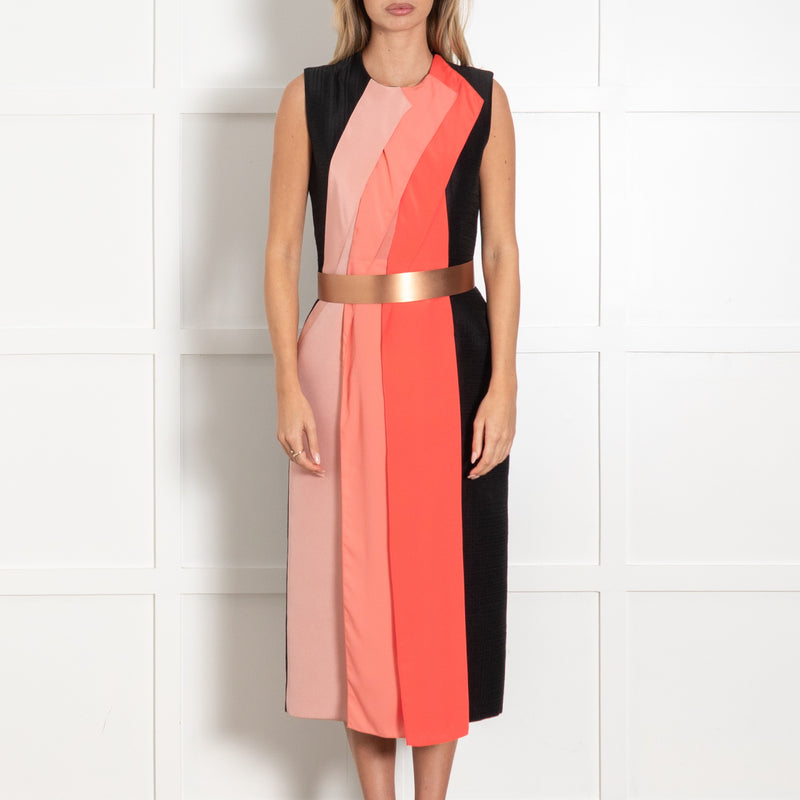 Roksanda Black and Pink Panelled Dress with Belt - Image 2
