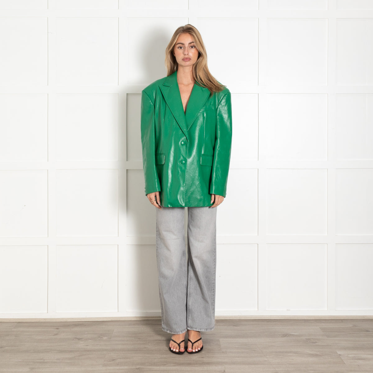 Rotate Birger Christensen Green Embossed Leather Blazer - Image 1