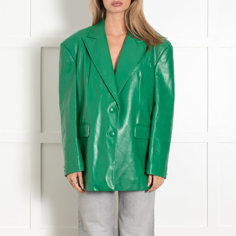 Rotate Birger Christensen Green Embossed Leather Blazer - Image 2