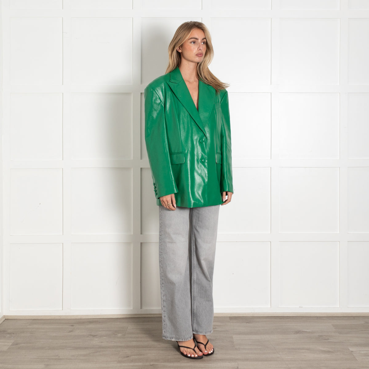 Rotate Birger Christensen Green Embossed Leather Blazer - Image 7