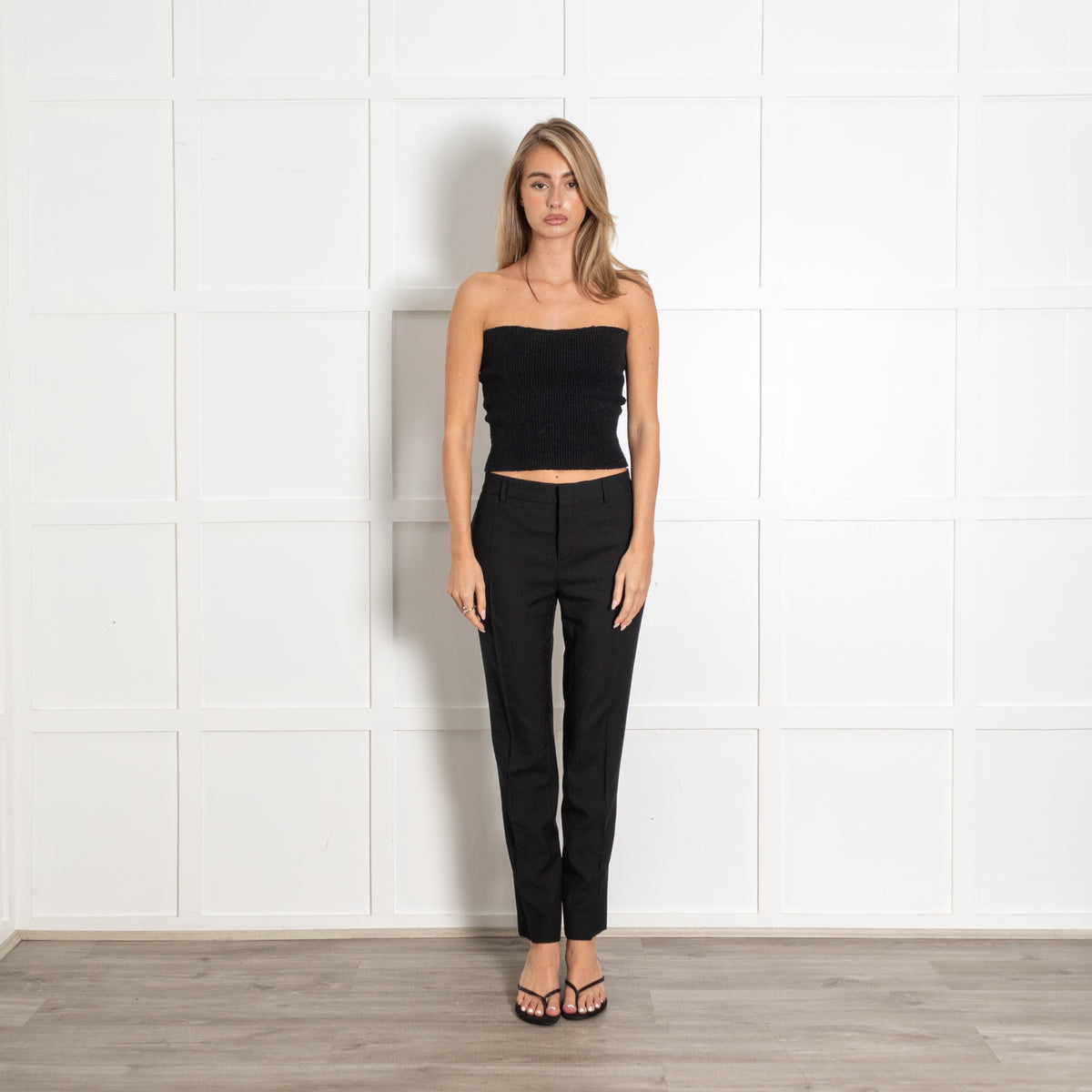Saint Laurent Black Wool Slim Leg Trousers - Image 1