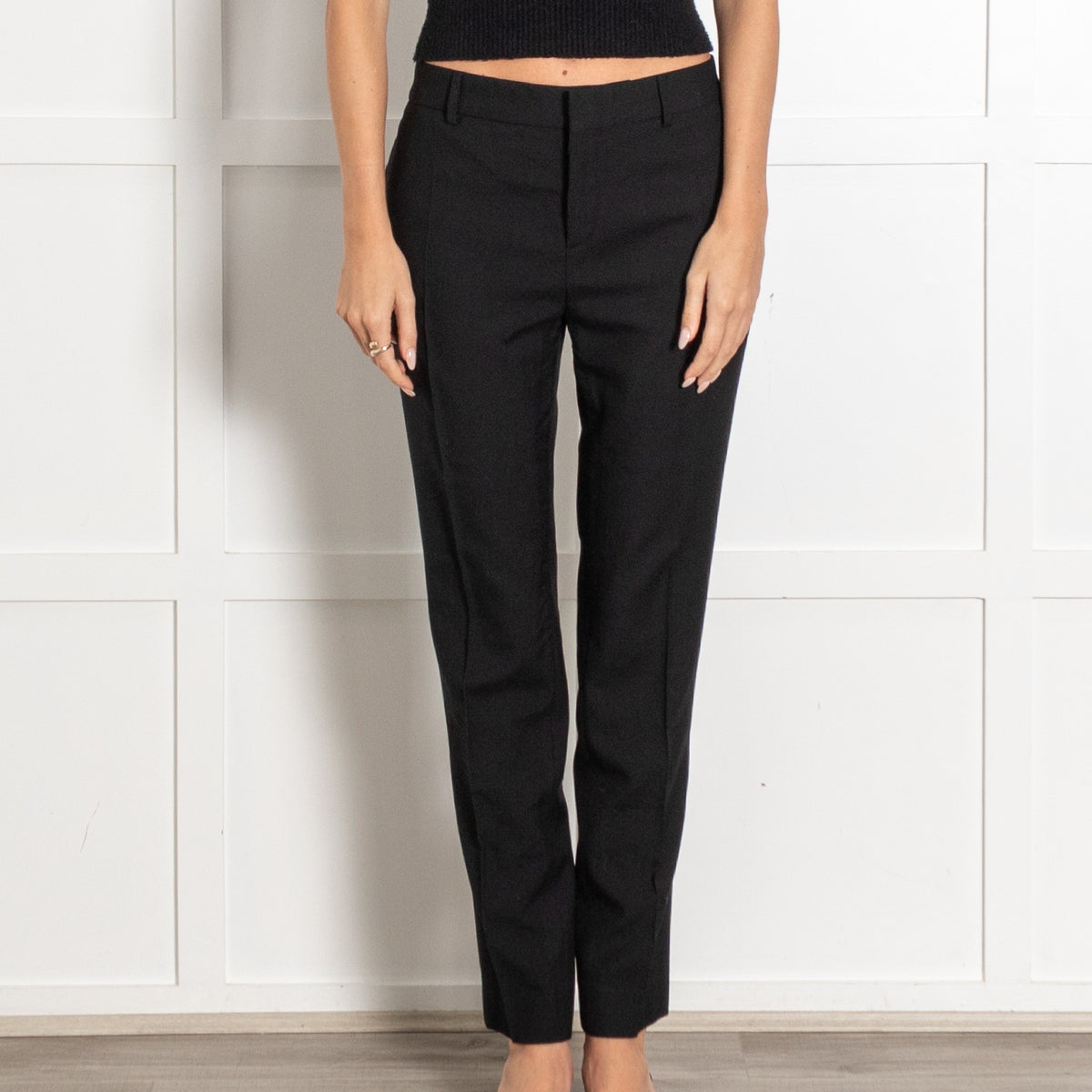 Saint Laurent Black Wool Slim Leg Trousers - Image 2