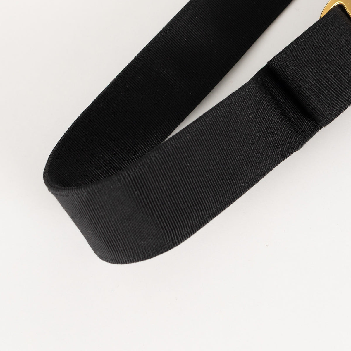 Salvatore Ferragamo Black Fabric Gold Metal Bow Vintage Belt - Image 11