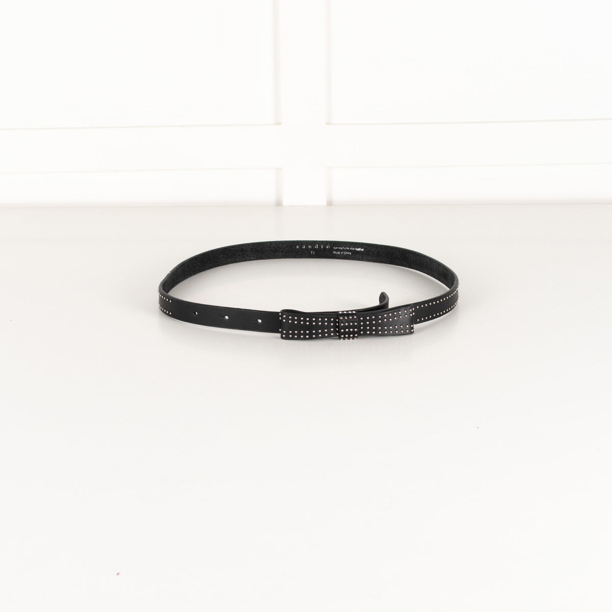Sandro Black Leather Bow Stud Belt - Image 1