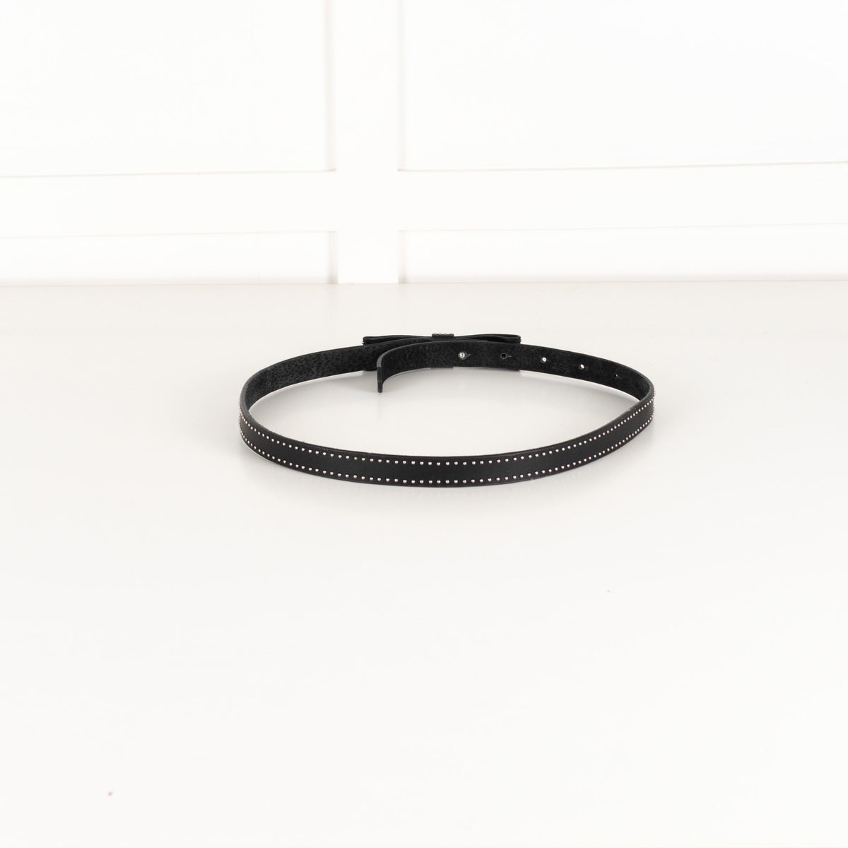 Sandro Black Leather Bow Stud Belt - Image 4