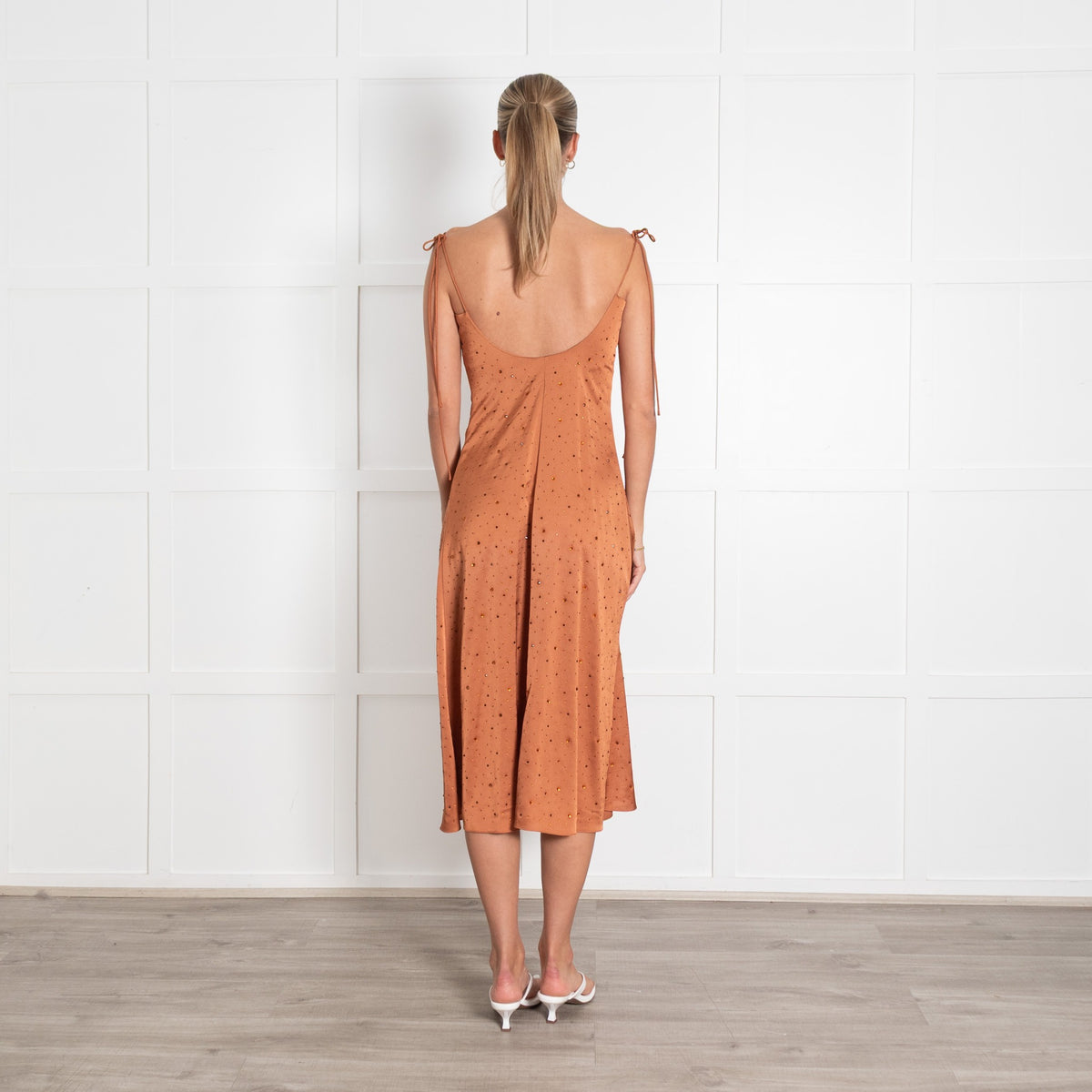 Sandro Praline Ruched Rhinestone Midi Dress UK 8 - Image 5