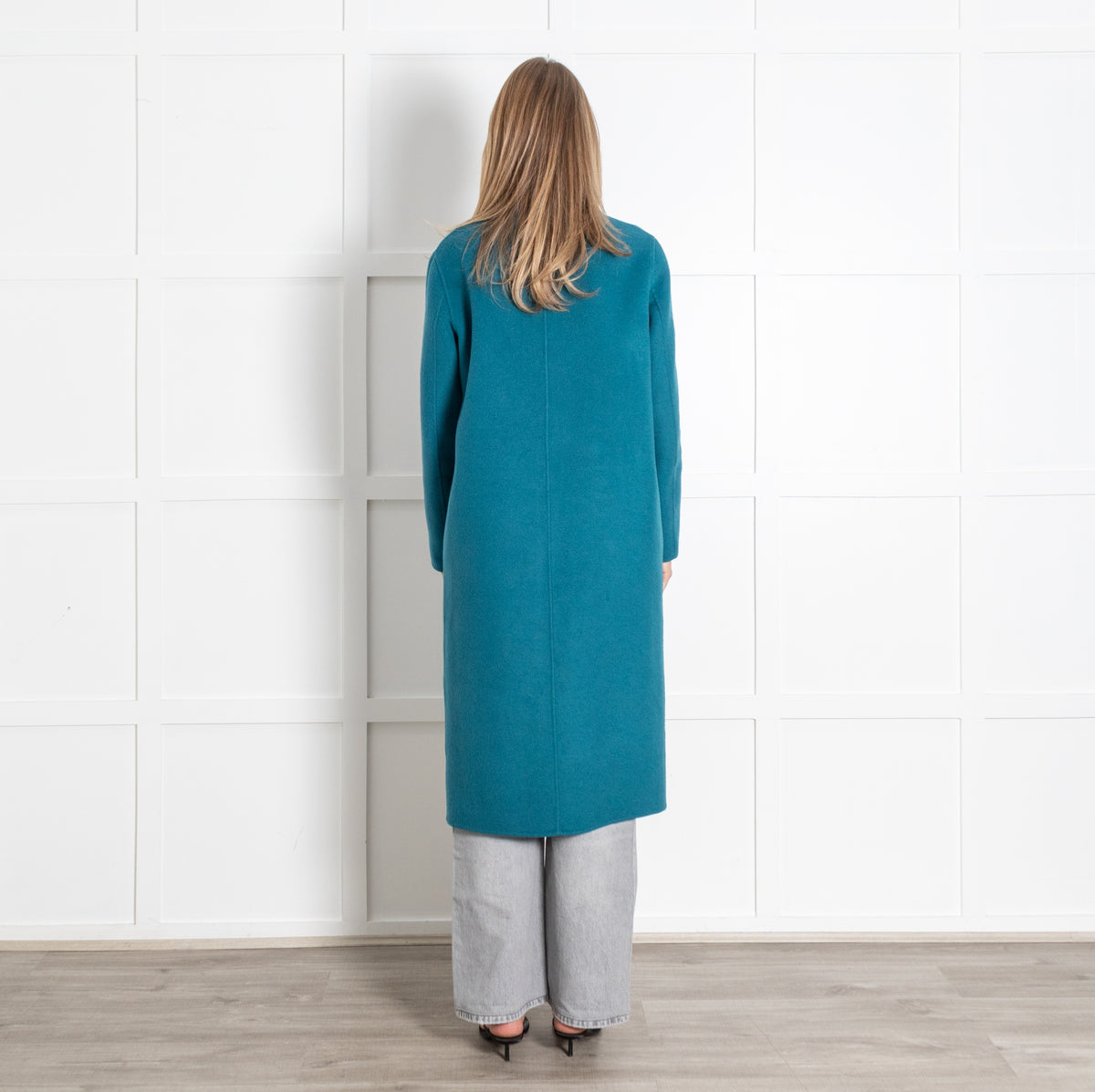 Teal Long Wool Coat - Image 5