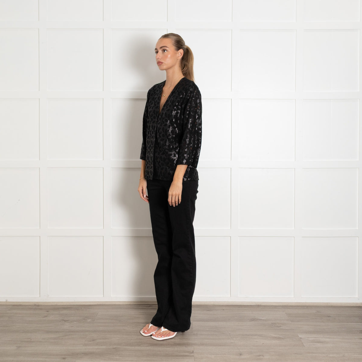 Second Female Nella Cape Black Sequin Top - Image 3