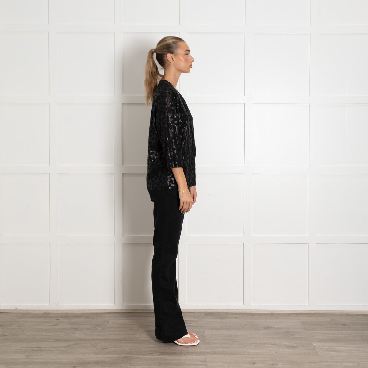 Second Female Nella Cape Black Sequin Top - Image 6