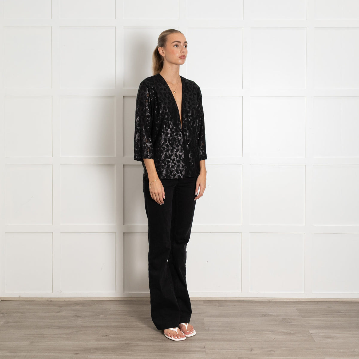 Second Female Nella Cape Black Sequin Top - Image 7