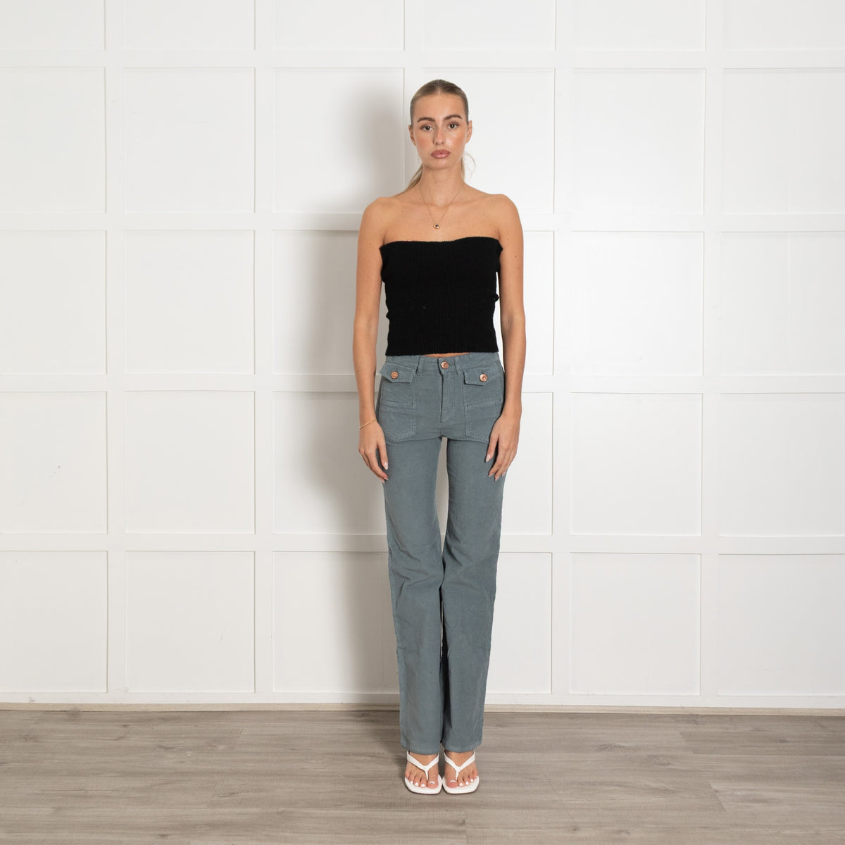See By Chloe Grey Green Needlecord Trousers - Image 2